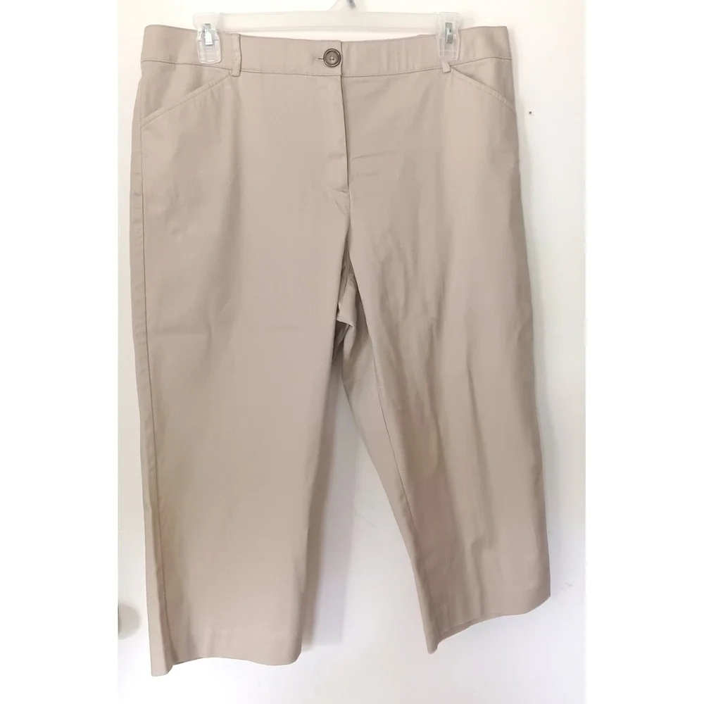 Counterparts Capri Pants Women 16 Khaki Good Comfy Stretch Cotton Cropped Preppy